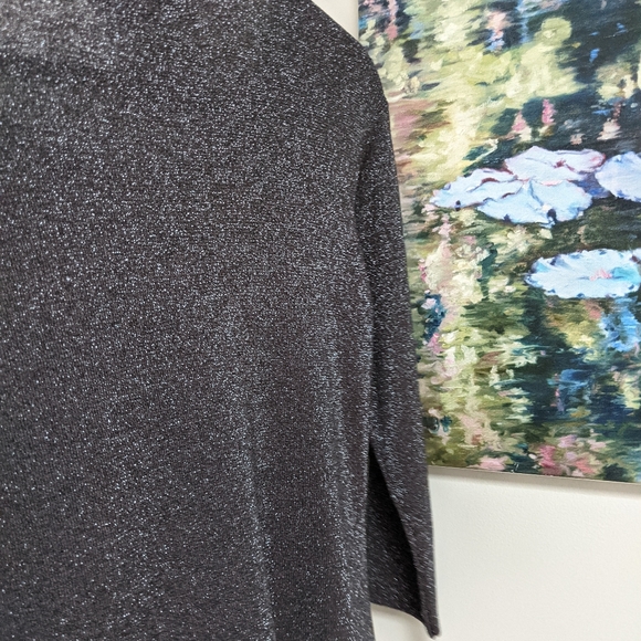 Embellished Neckline Shimmery Dressy Top - Picture 6 of 10